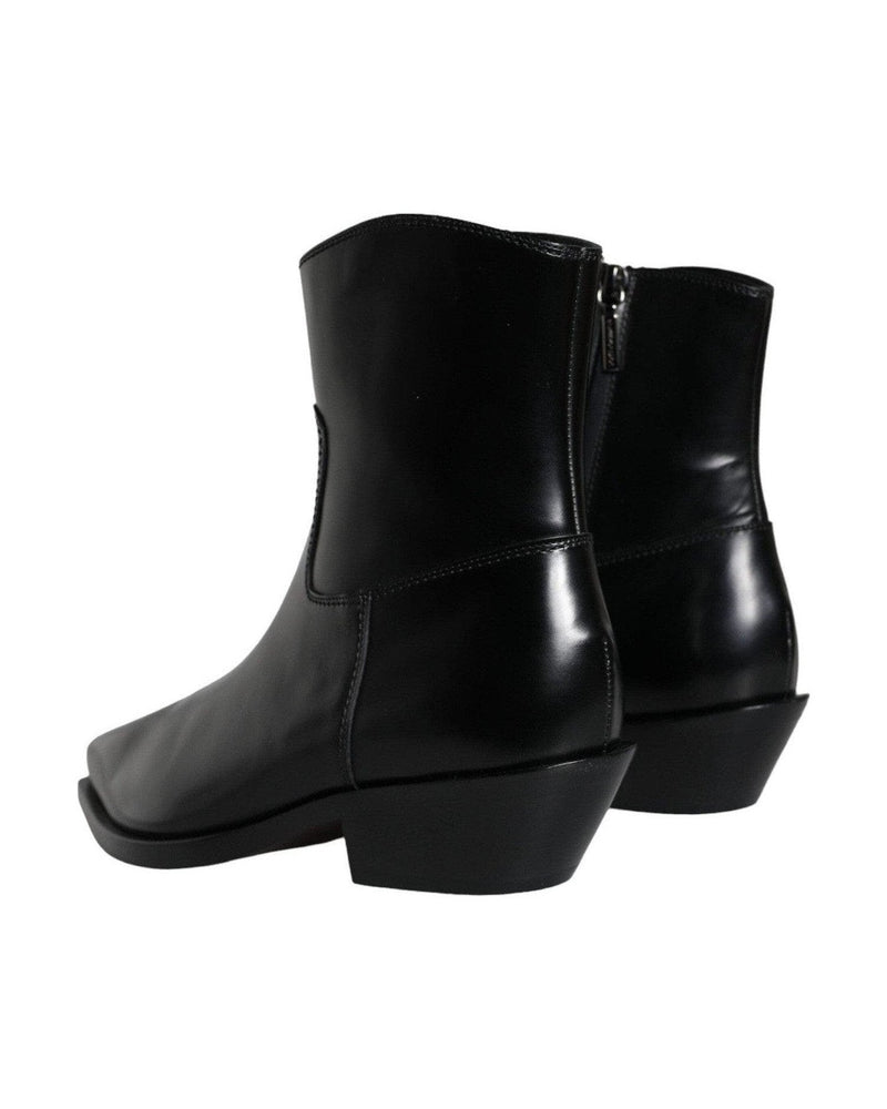 Dolce & Gabbana Black Leather Ankle Boots Booties Shoes Boots