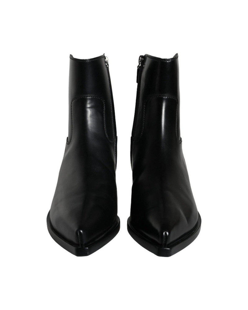 Dolce & Gabbana Black Leather Ankle Boots Booties Shoes Boots