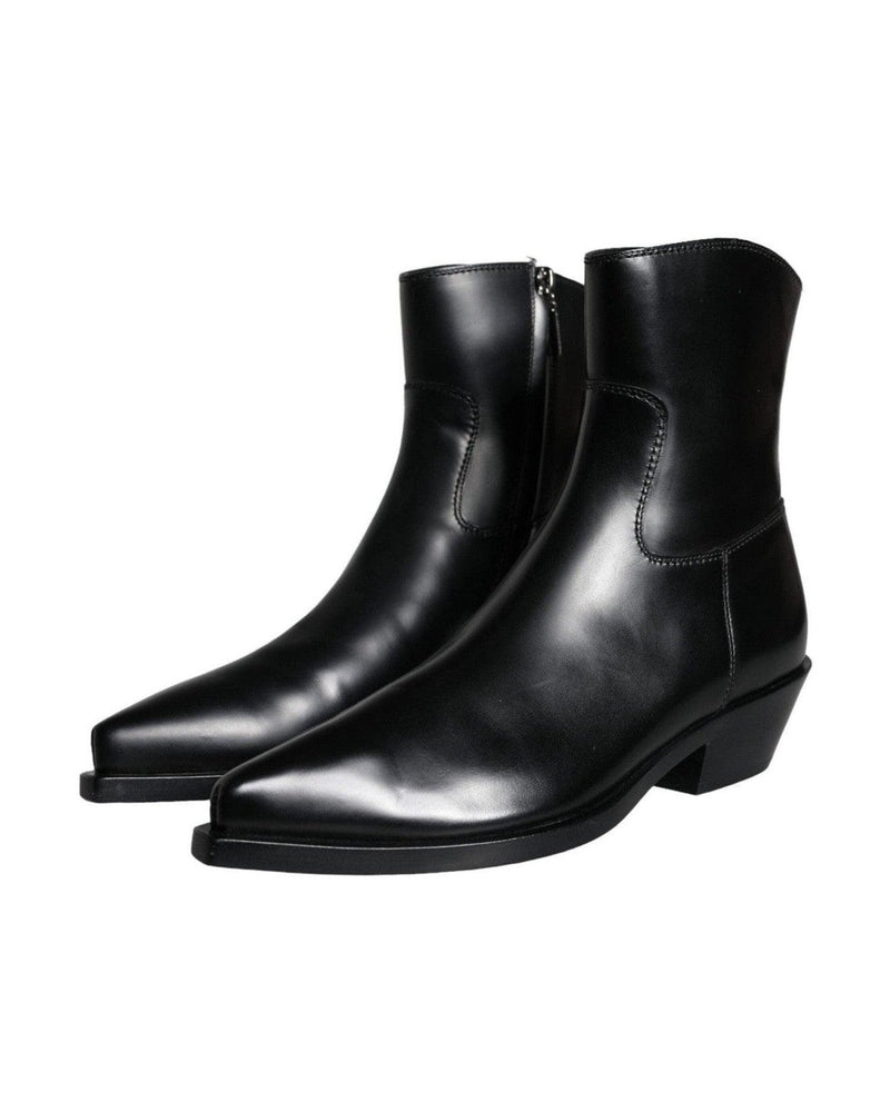 Dolce & Gabbana Black Leather Ankle Boots Booties Shoes Glam Steals