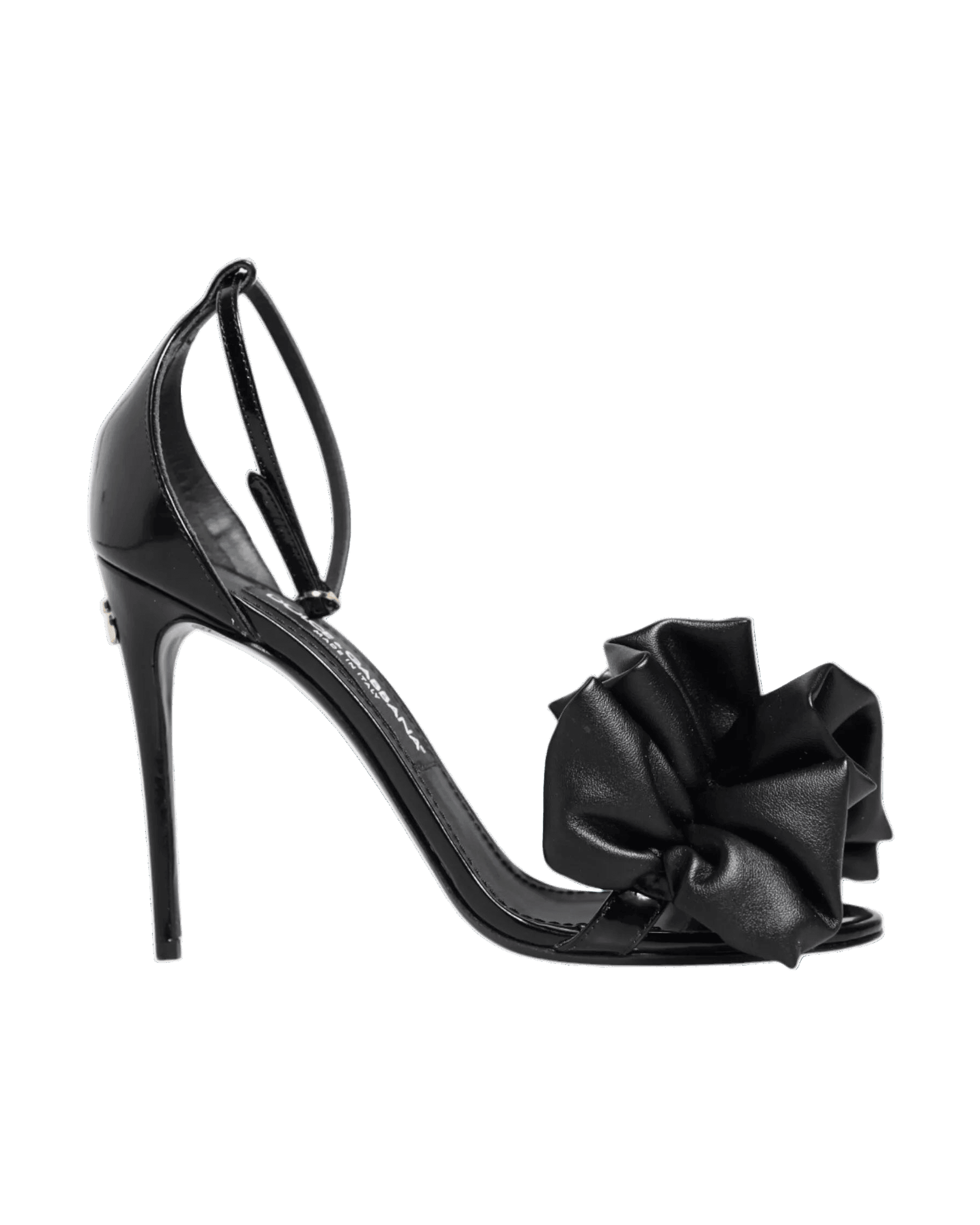 Dolce & Gabbana Black Leather Ankle Strap Heel Sandals Shoes Glam Steals