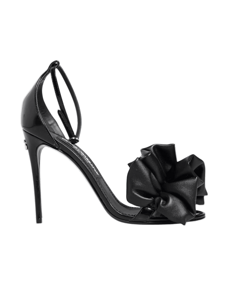 Dolce & Gabbana Black Leather Ankle Strap Heel Sandals Shoes Glam Steals