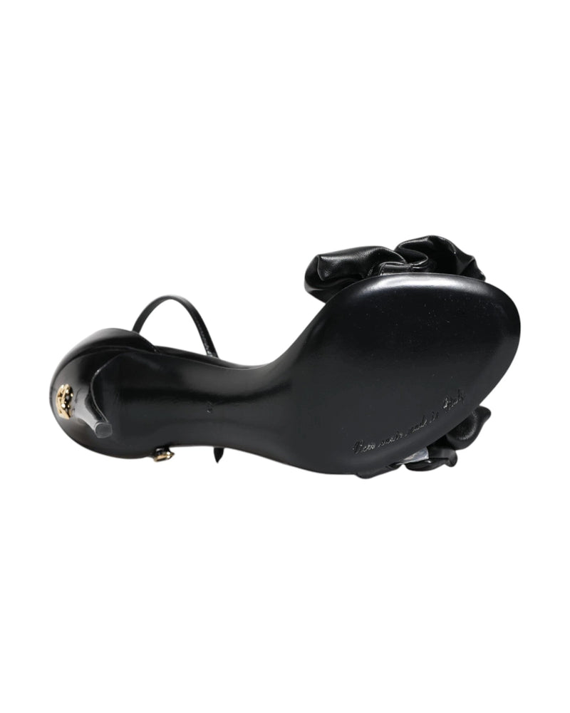 Dolce & Gabbana Black Leather Ankle Strap Heel Sandals Shoes Glam Steals