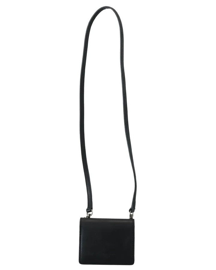 Dolce & Gabbana Black Leather Bifold Shoulder Sling Wallet Wallets
