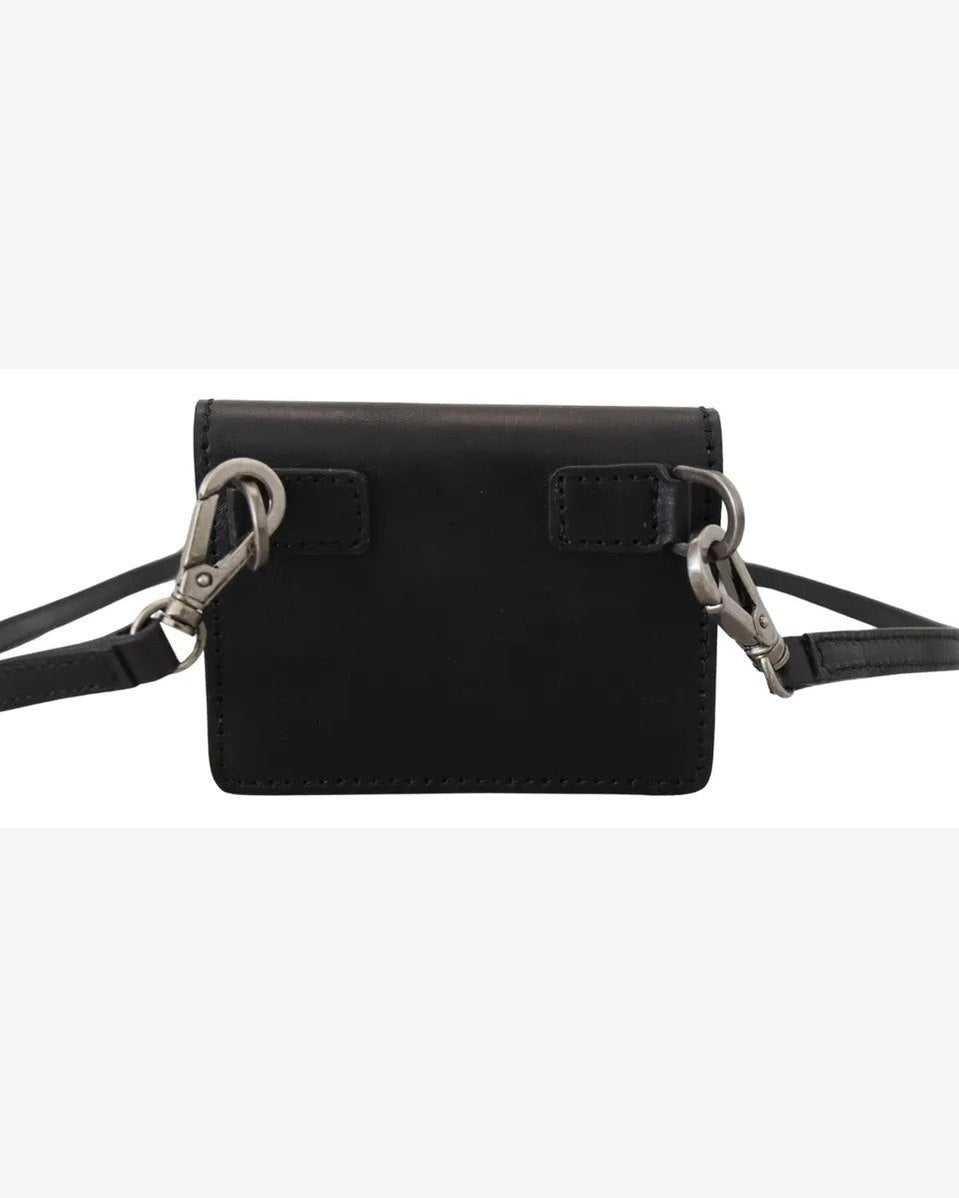 Dolce & Gabbana Black Leather Bifold Shoulder Sling Wallet Wallets