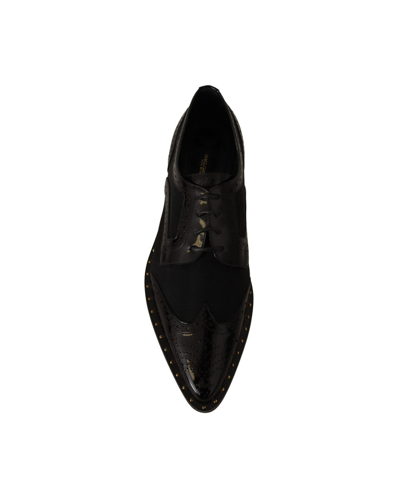 Dolce & Gabbana Black Leather Broques Sheer Wingtip Shoes Glam Steals