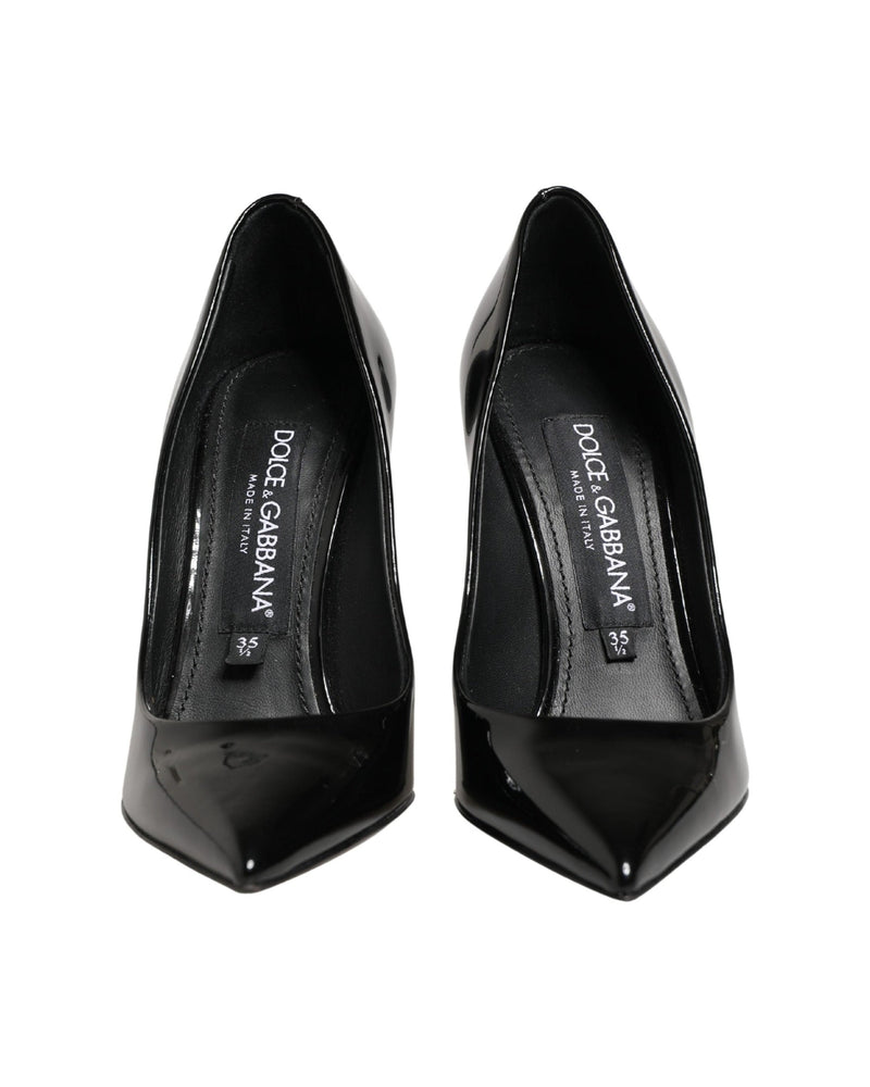 Dolce & Gabbana Black Leather Calf Stiletto Heels 