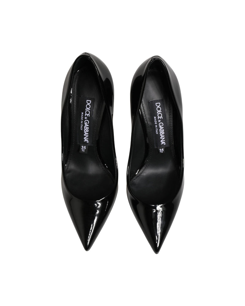 Dolce & Gabbana Black Leather Calf Stiletto Heels 