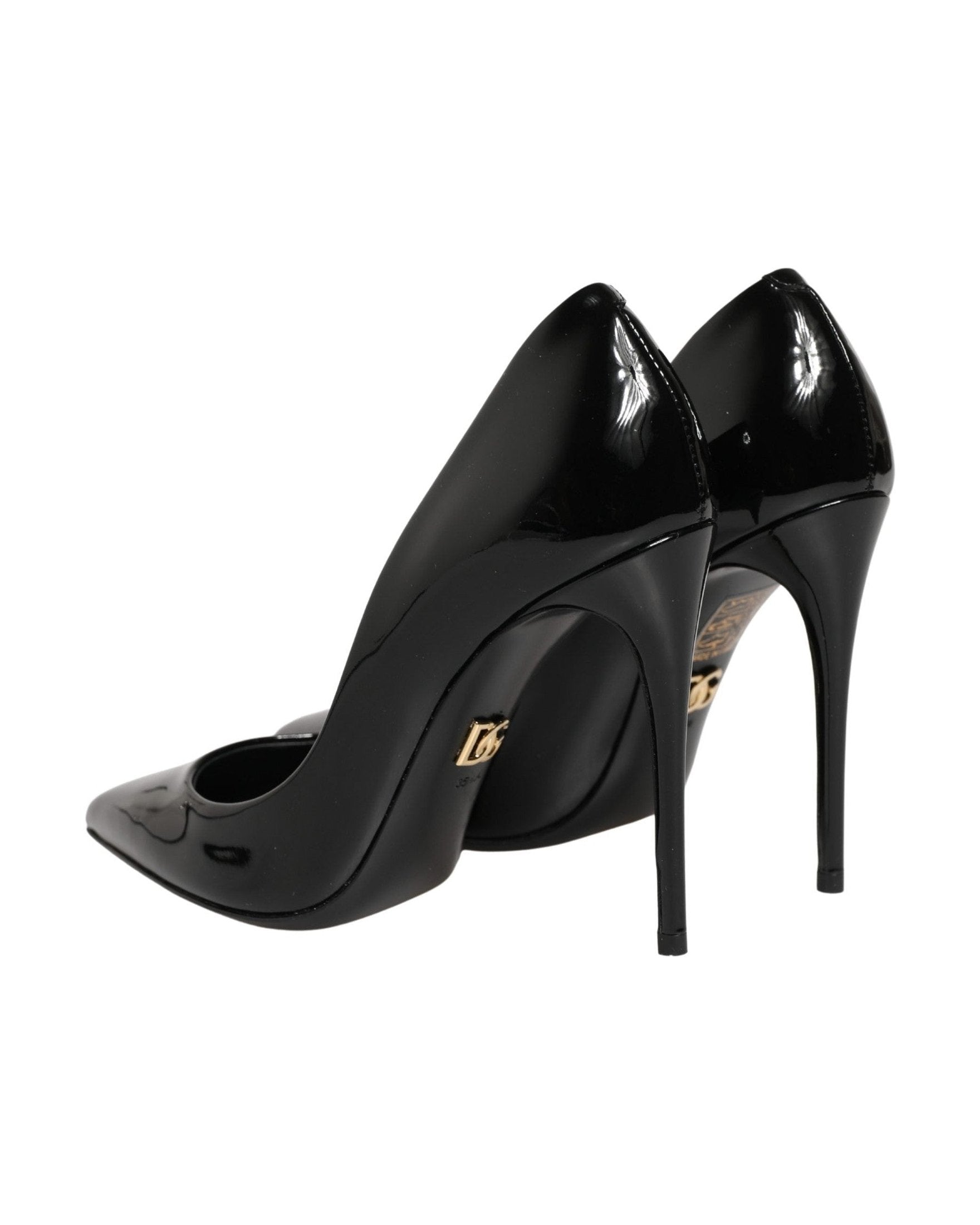 Dolce & Gabbana Black Leather Calf Stiletto Heels 