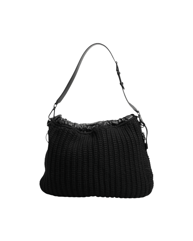 Dolce & Black Gabbana Leather Cashmere Knitted Shoulder Women Borse Bag Glam Steals