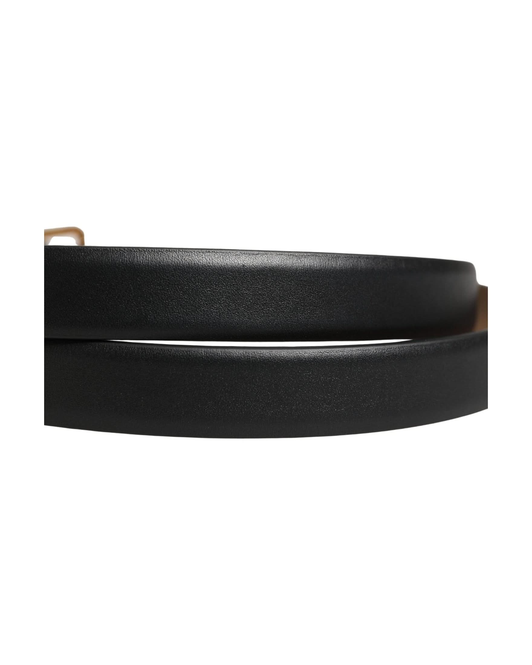Dolce & Gabbana Black Leather Classic Gold Metal Buckle Belt 