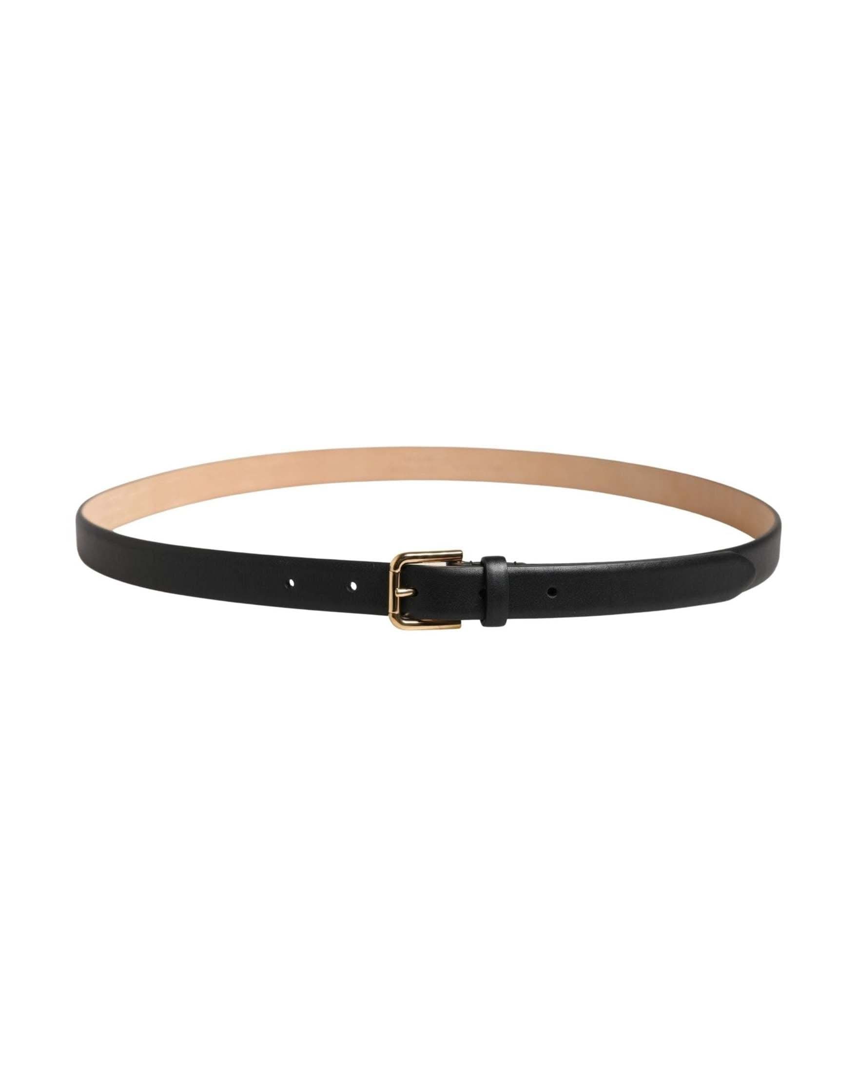 Dolce & Gabbana Black Leather Classic Gold Metal Buckle Belt 