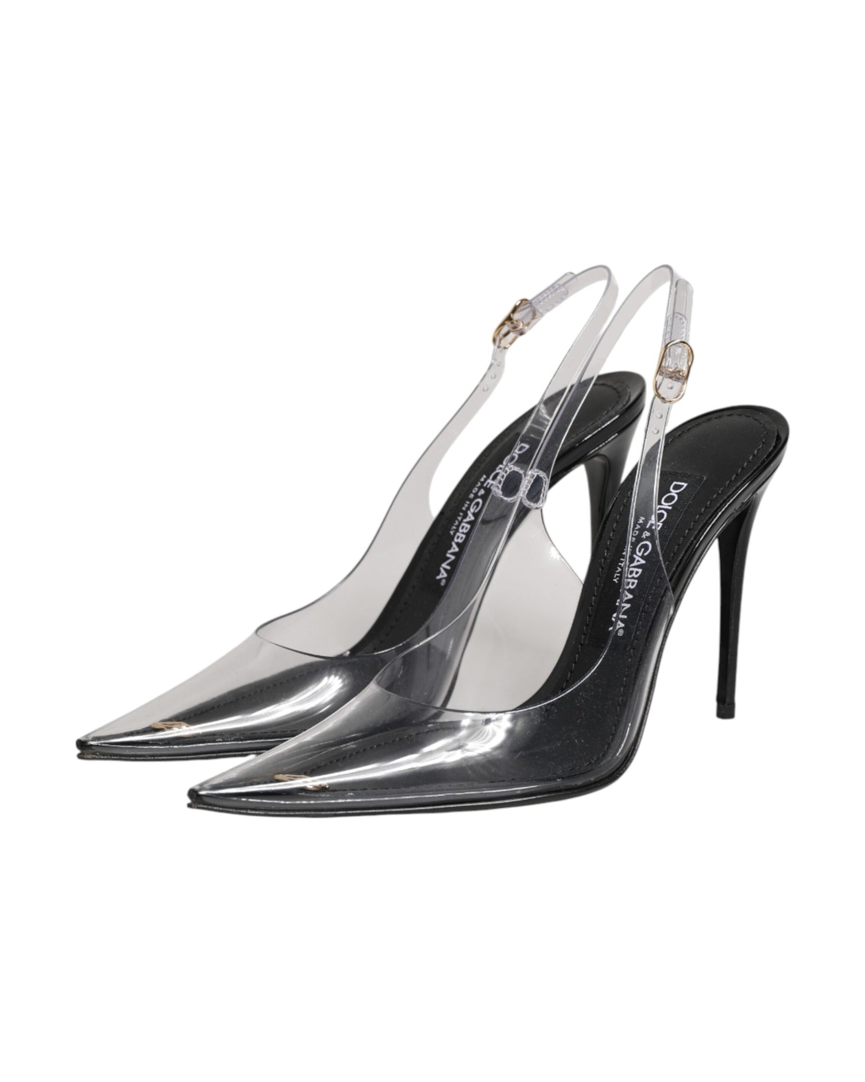 Dolce & Gabbana Black Leather Clear Pvc Slingback Pumps Shoes Glam Steals