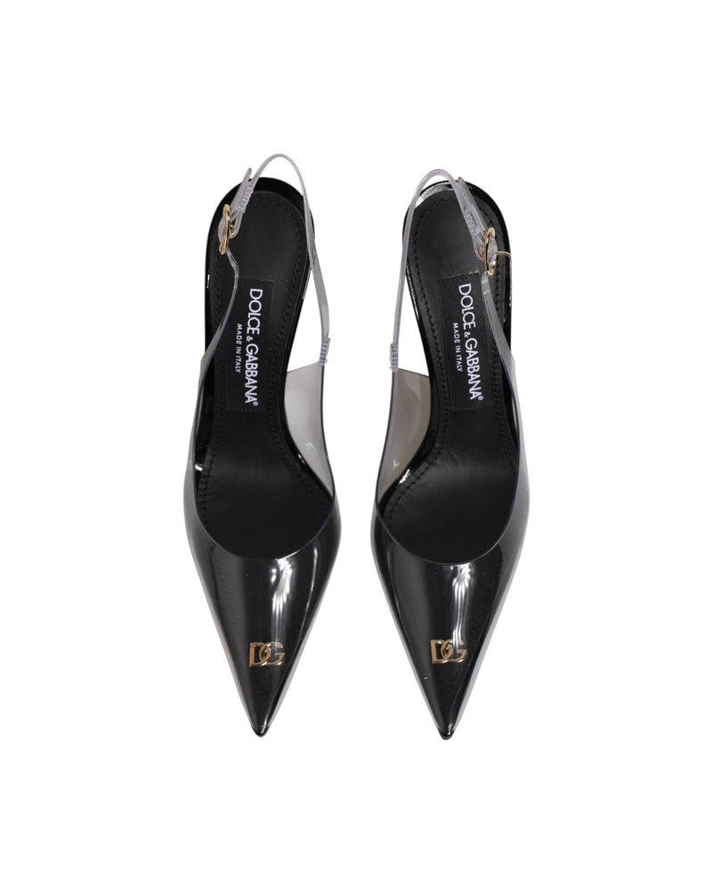 Dolce & Gabbana Black Leather Clear Pvc Slingback Pumps Shoes Glam Steals