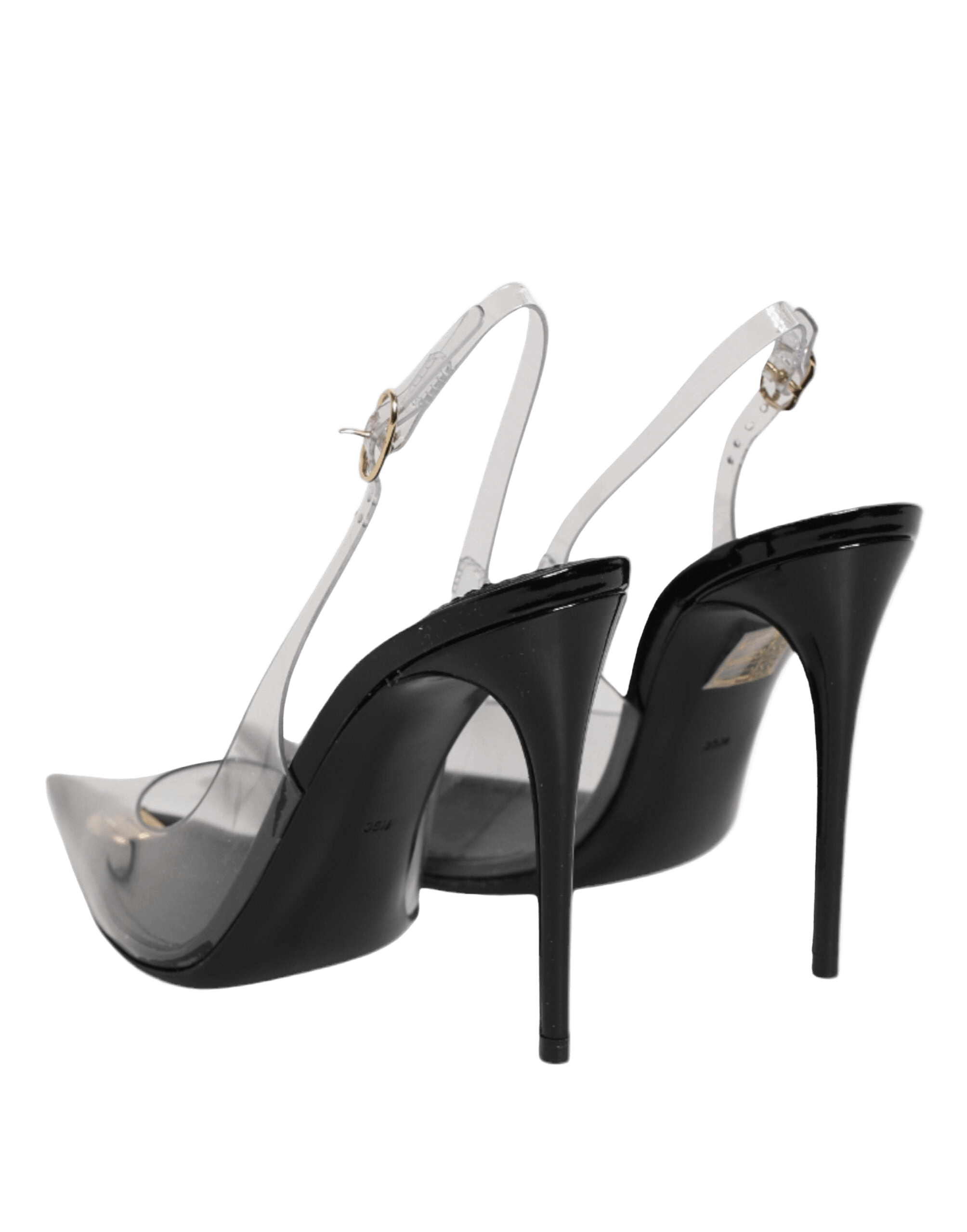Dolce & Gabbana Black Leather Clear Pvc Slingback Pumps Shoes Glam Steals
