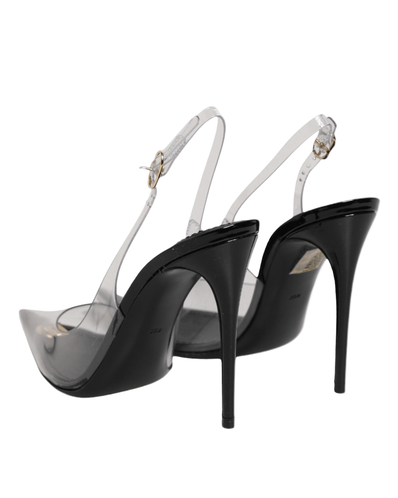 Dolce & Gabbana Black Leather Clear Pvc Slingback Pumps Shoes Glam Steals