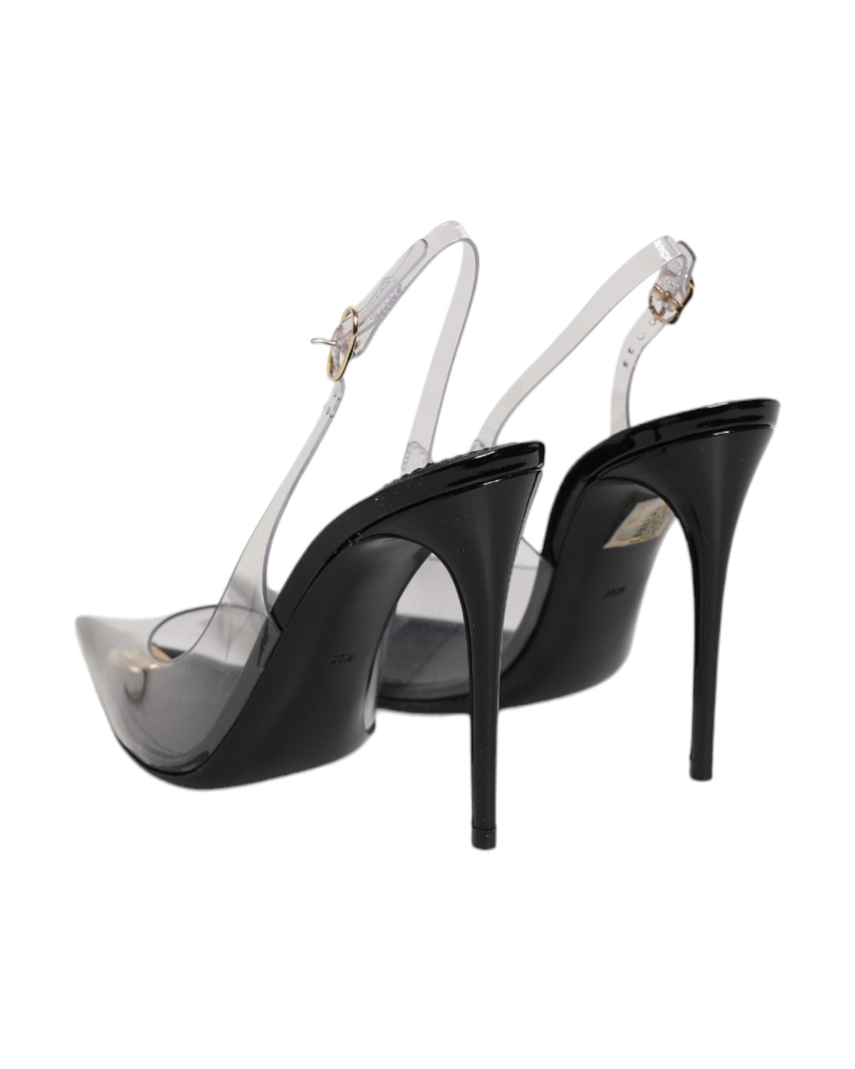 Dolce & Gabbana Black Leather Clear Pvc Slingback Pumps Shoes Glam Steals
