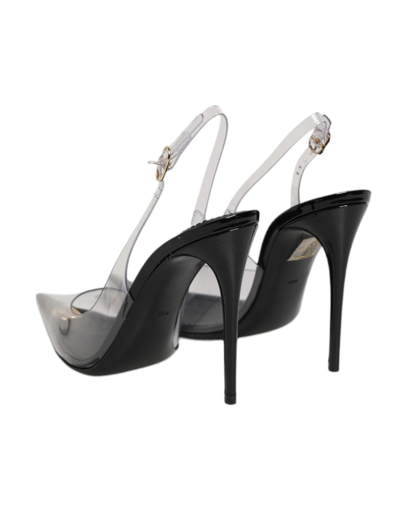 Dolce & Gabbana Black Leather Clear Pvc Slingback Pumps Shoes Glam Steals