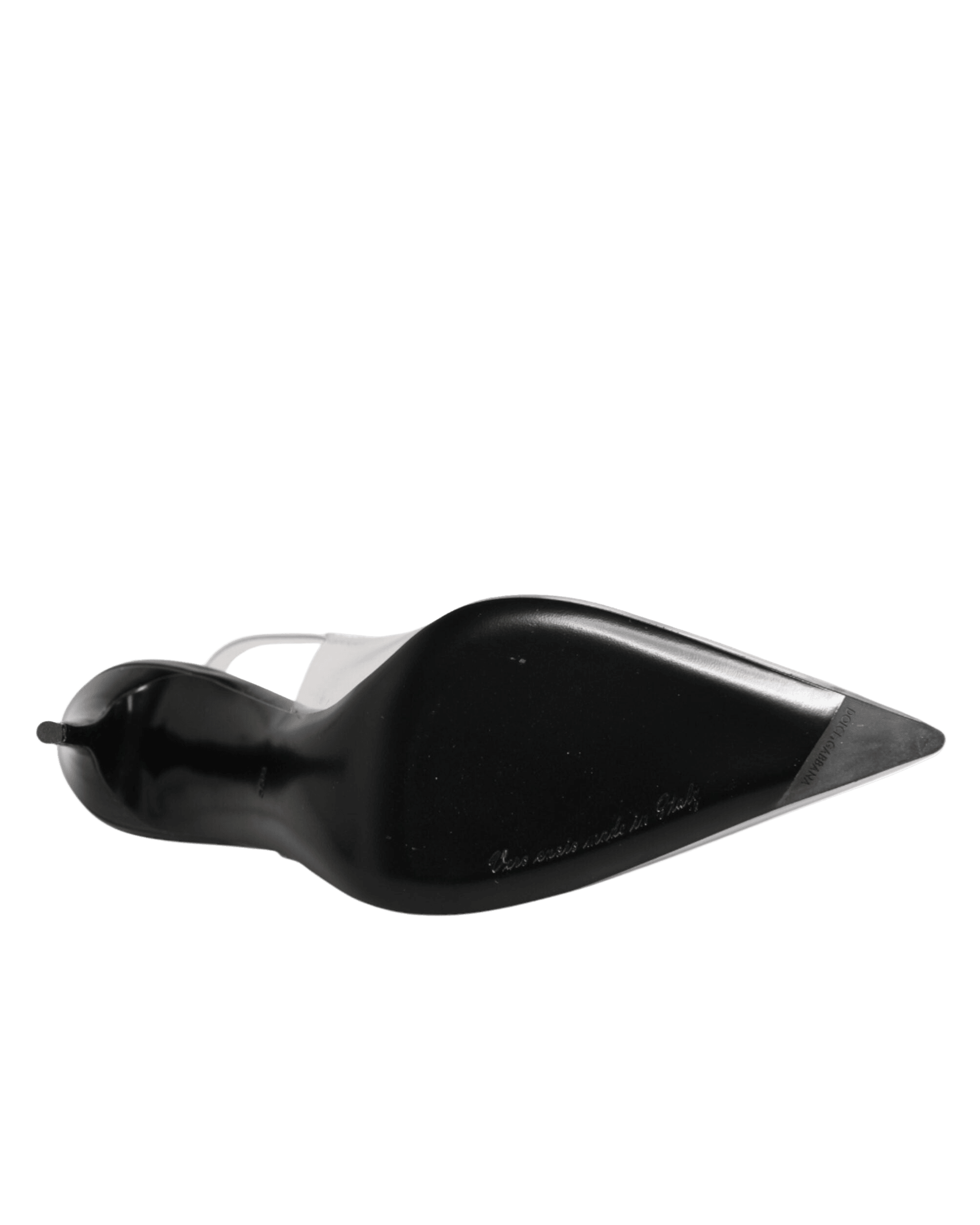 Dolce & Gabbana Black Leather Clear Pvc Slingback Pumps Shoes Glam Steals