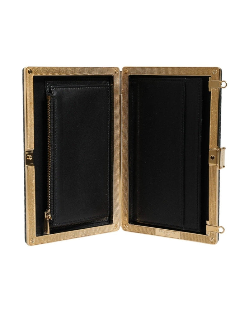 Dolce & Gabbana Leather Clutch Evening Crossbody Black Bag Glam Steals