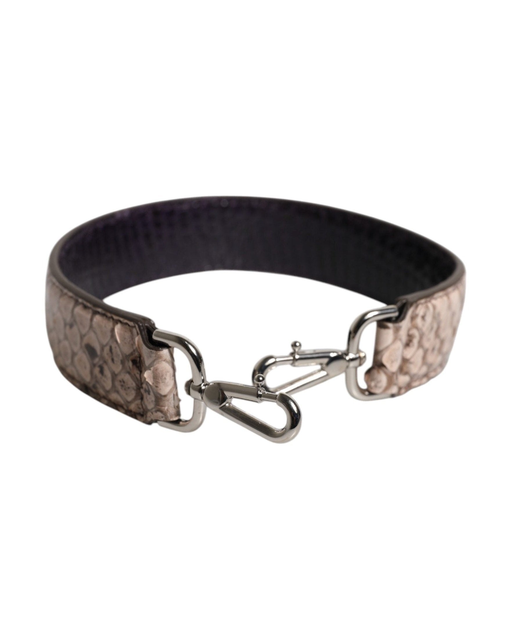 Dolce & Gabbana Black Leather Cream Exotic Bag Shoulder Strap Glam Steals