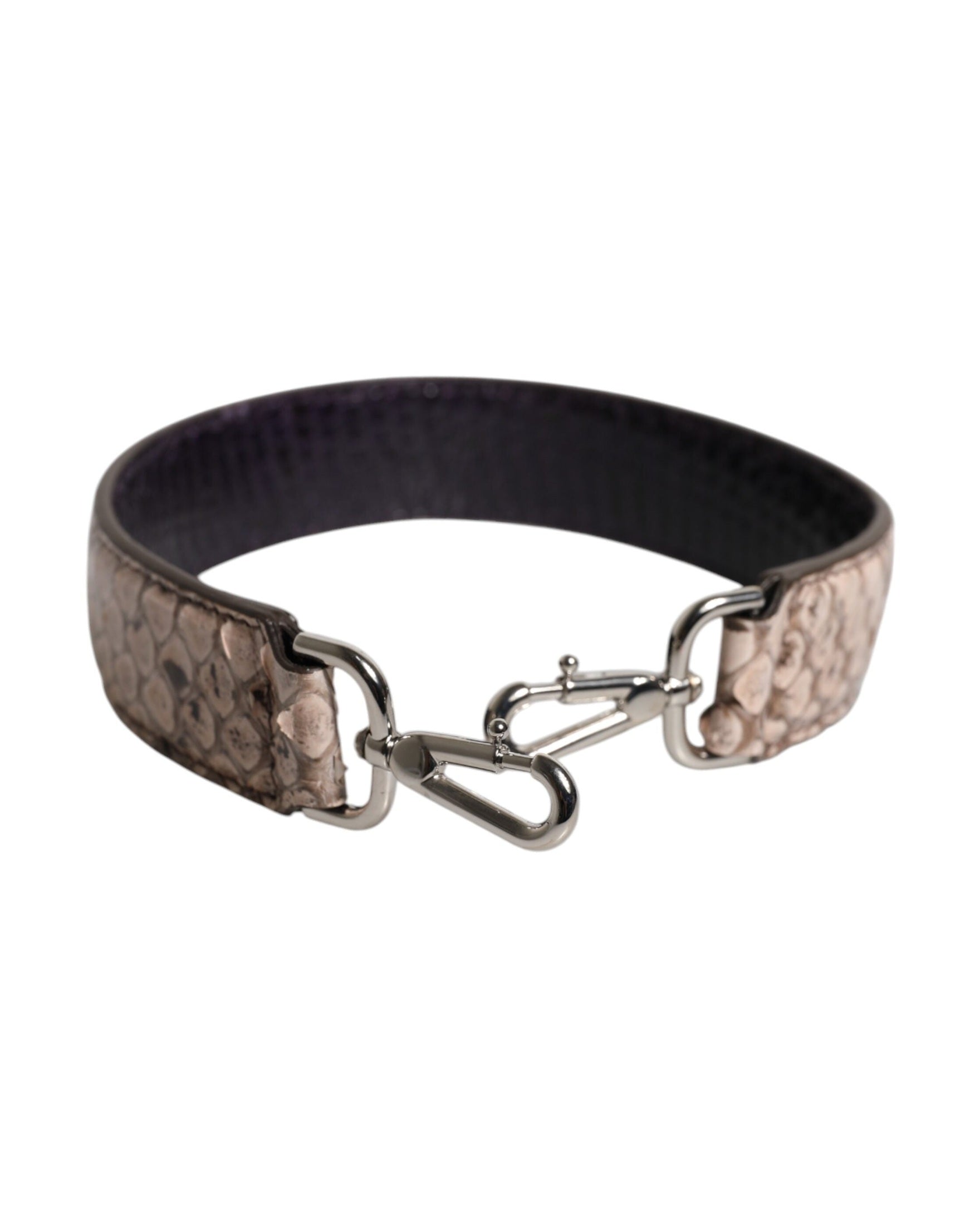 Dolce & Gabbana Black Leather Cream Exotic Bag Shoulder Strap Glam Steals