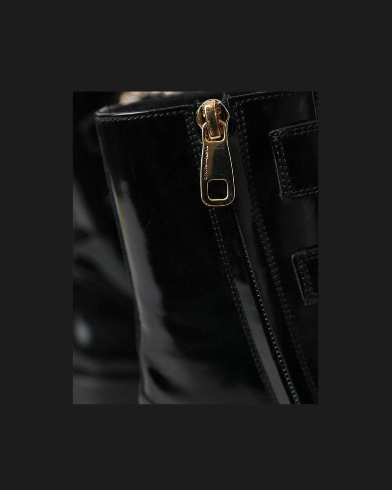Dolce & Gabbana Black Leather Crystal Buckles Boots Shoes Glam Steals