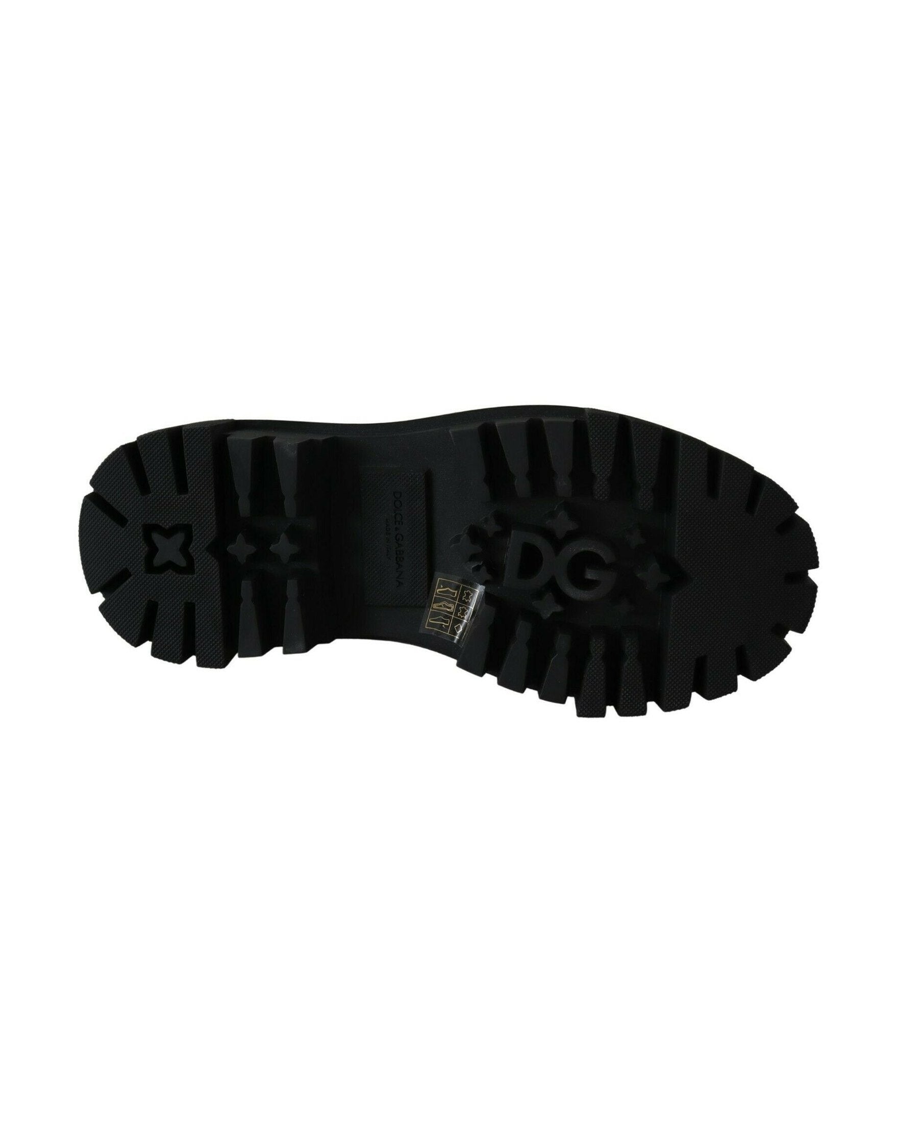Dolce & Gabbana Black Leather Crystal Combat Boots Glam Steals