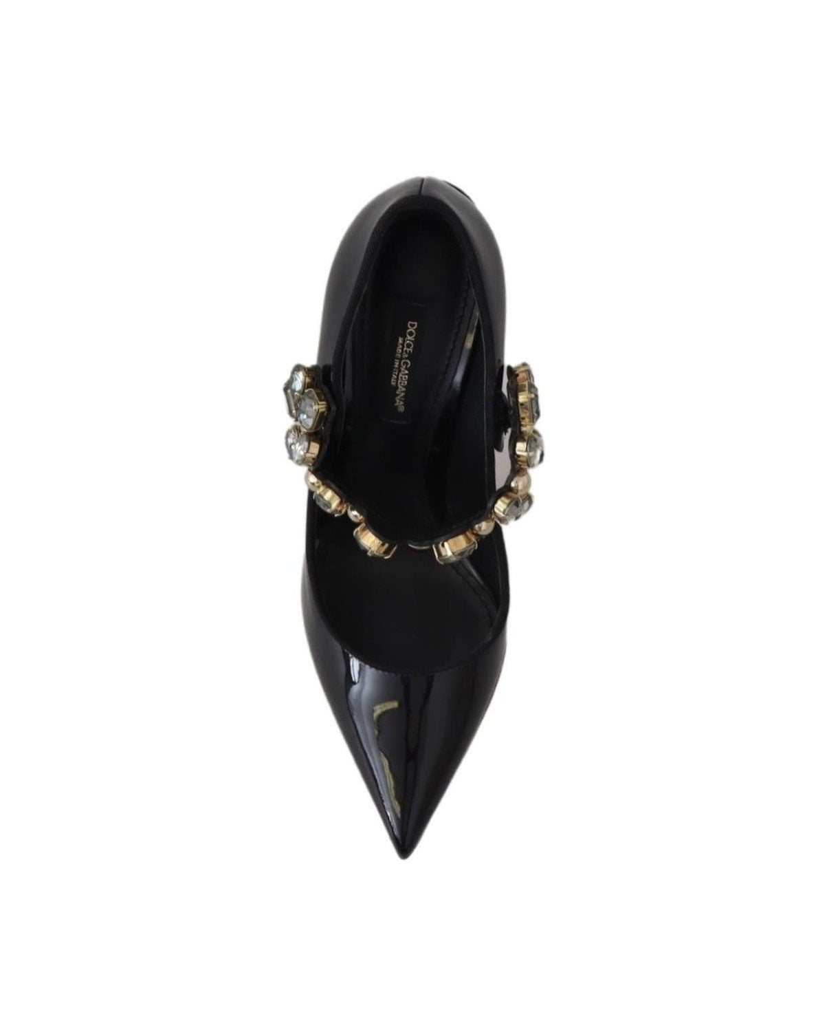 Dolce & Gabbana Black Leather Crystal Shoes Mary Jane Pumps Heels