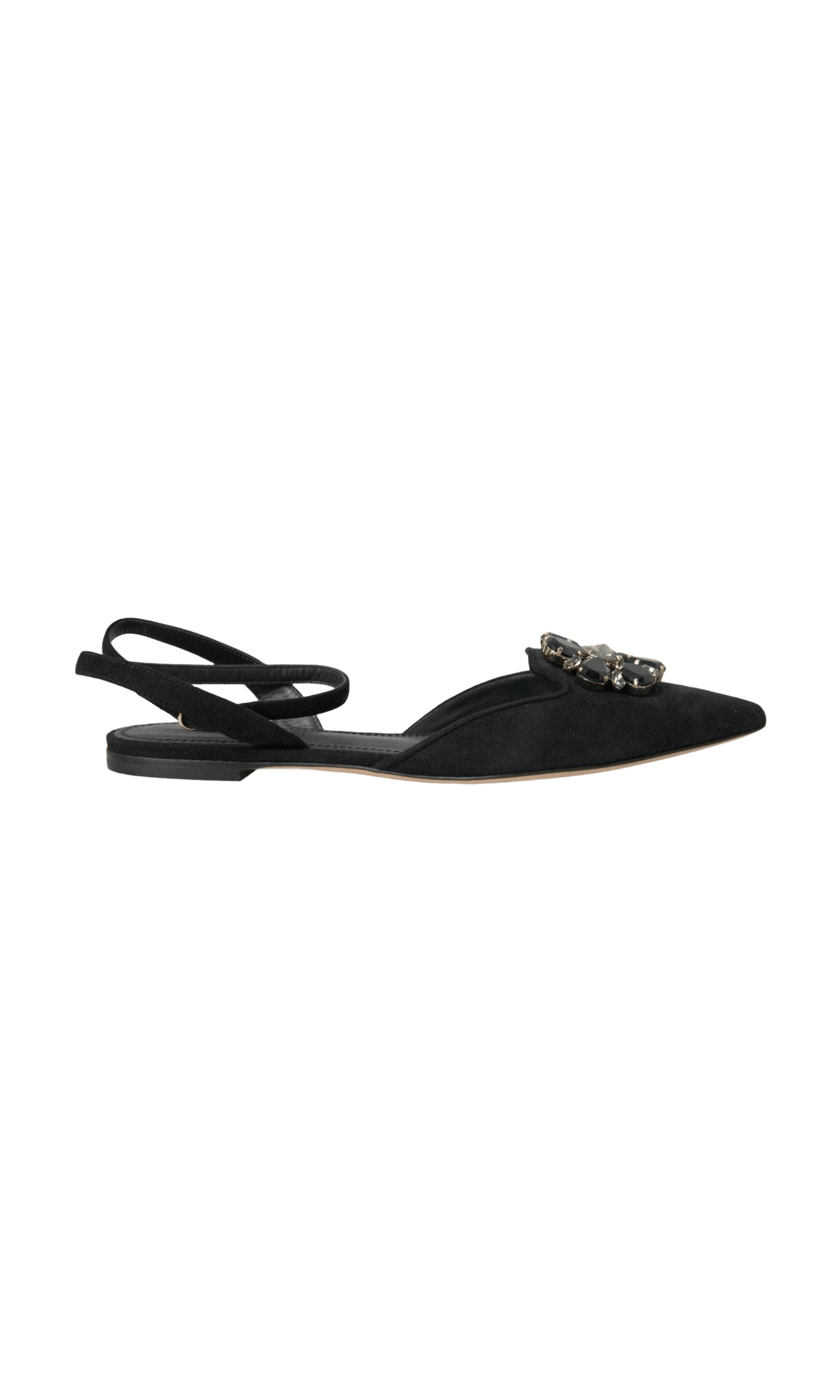 Dolce & Gabbana Black Leather Crystal Slingback Sandals Shoes Glam Steals