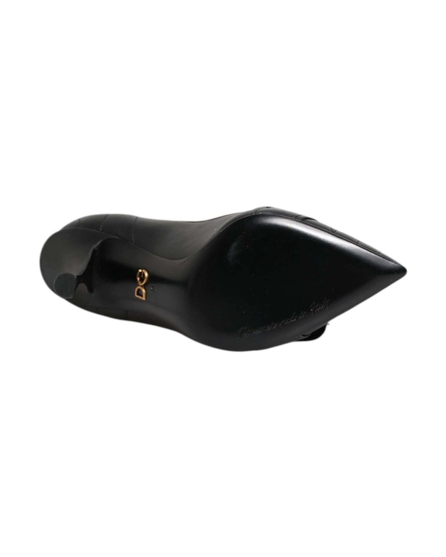 Dolce & Gabbana Black Leather Devotion Heels Pumps Shoes Heels