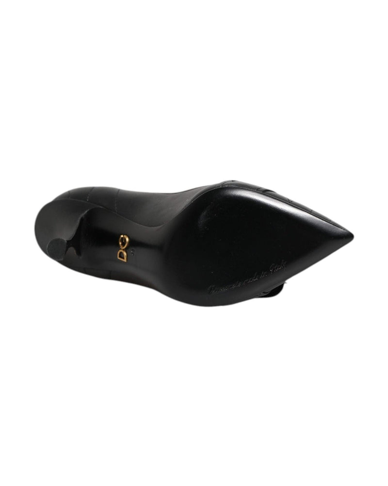 Dolce & Gabbana Black Leather Devotion Heels Pumps Shoes Heels