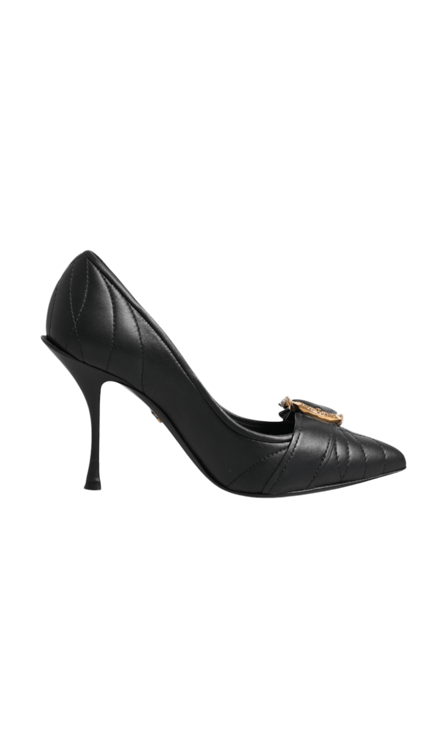 Dolce & Gabbana Black Leather Devotion Heels Pumps Shoes Glam Steals