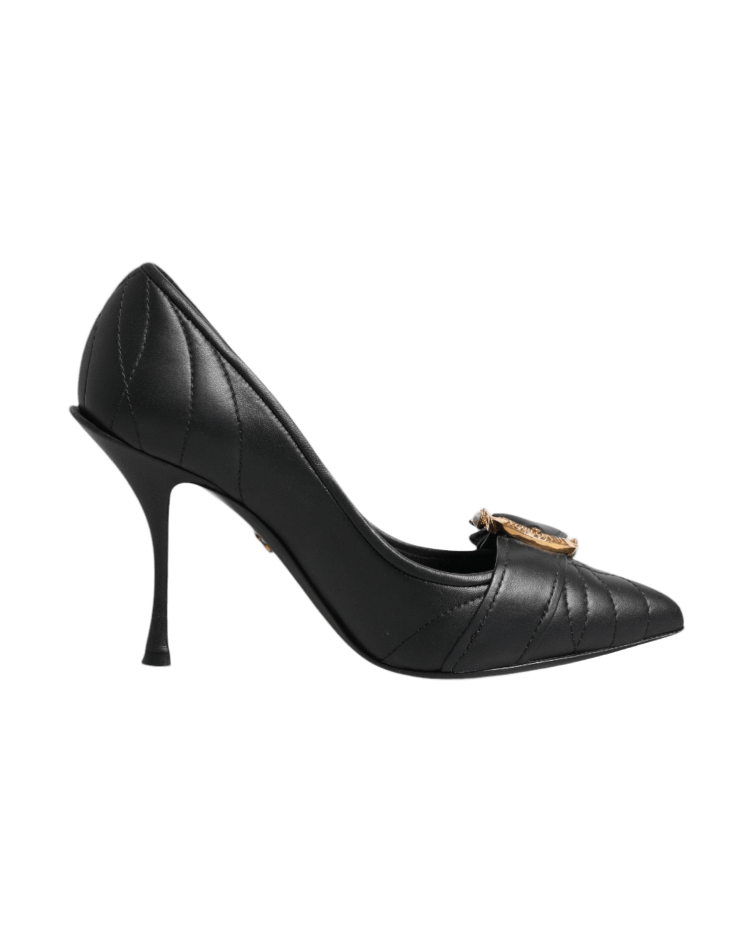 Dolce & Gabbana Black Leather Devotion Heels Pumps Shoes Glam Steals