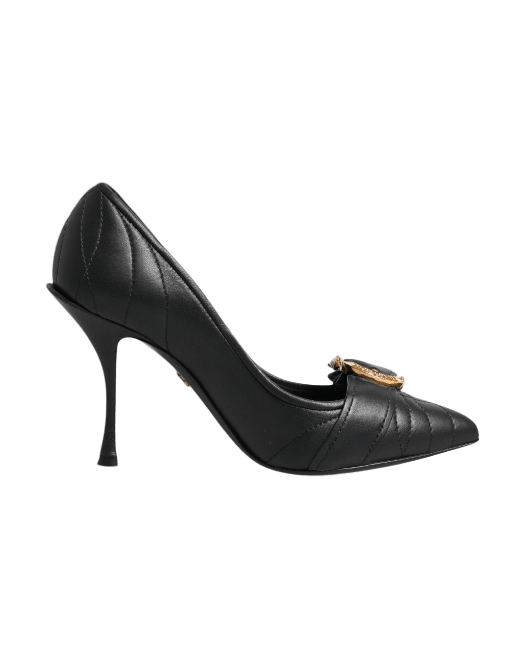 Dolce & Gabbana Black Leather Devotion Heels Pumps Shoes Glam Steals