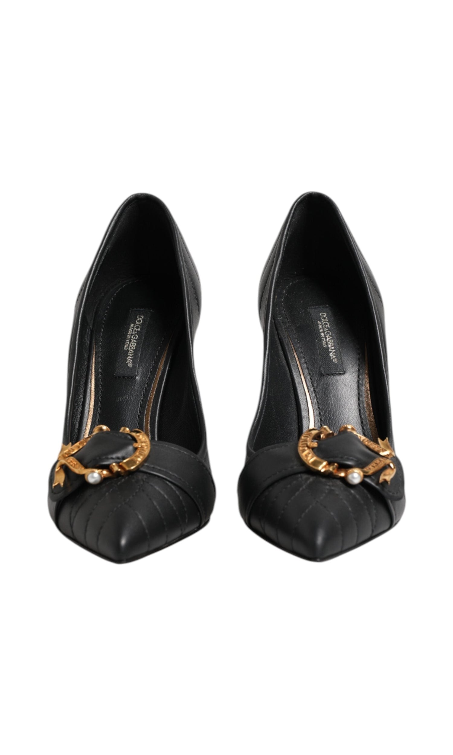 Dolce & Gabbana Black Leather Devotion Heels Pumps Shoes Glam Steals