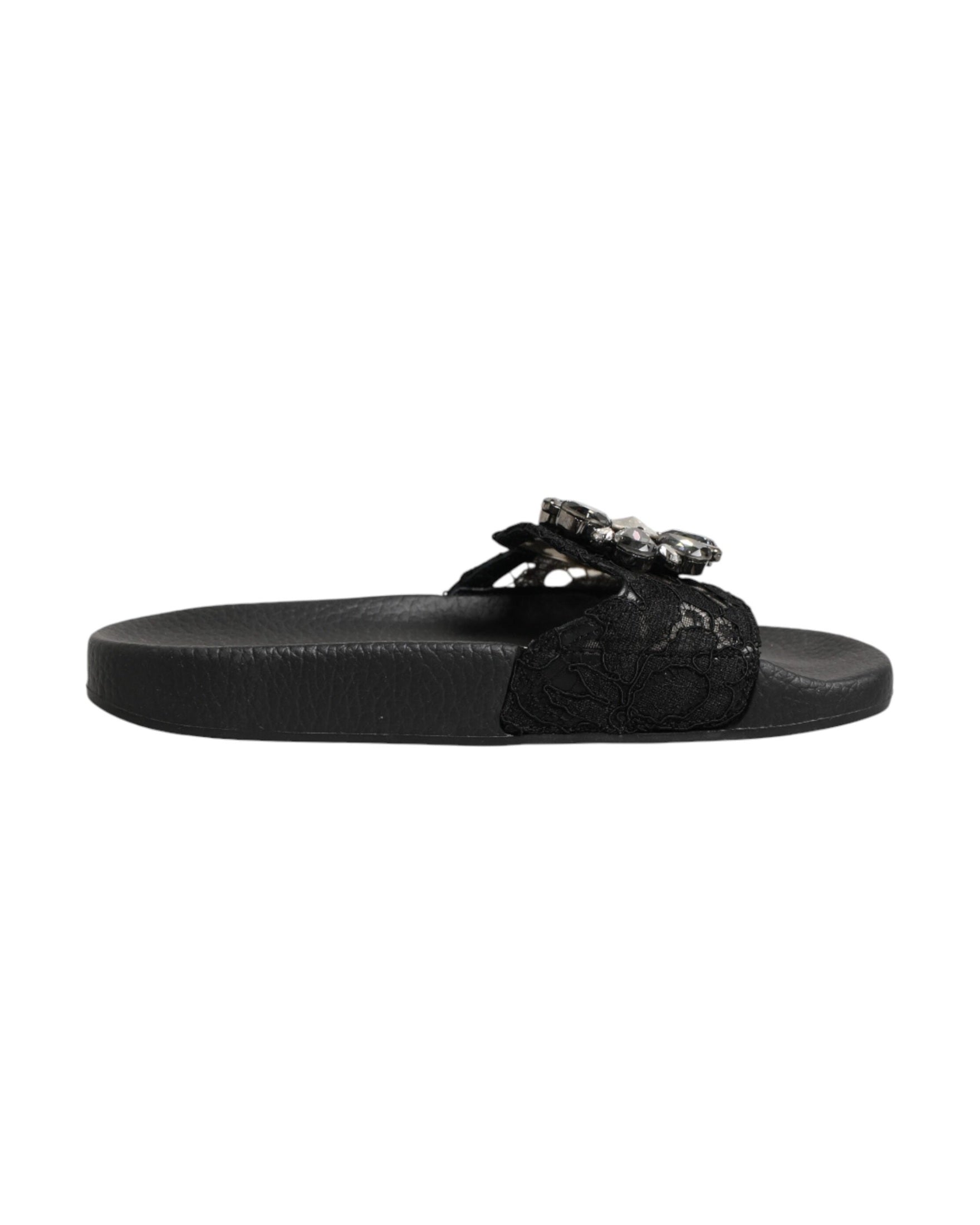 Dolce & Gabbana Black Leather Devotion Matelassé Slides Shoes Glam Steals