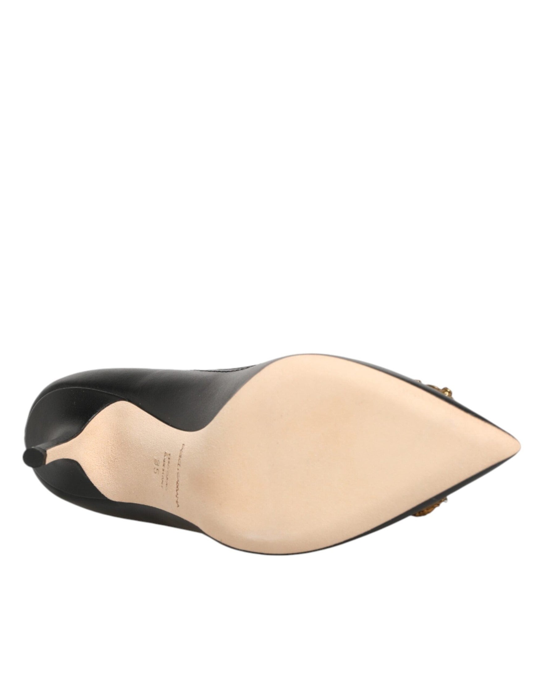 Dolce & Gabbana Black Leather Dg Amore Heels Pumps Shoes Heels