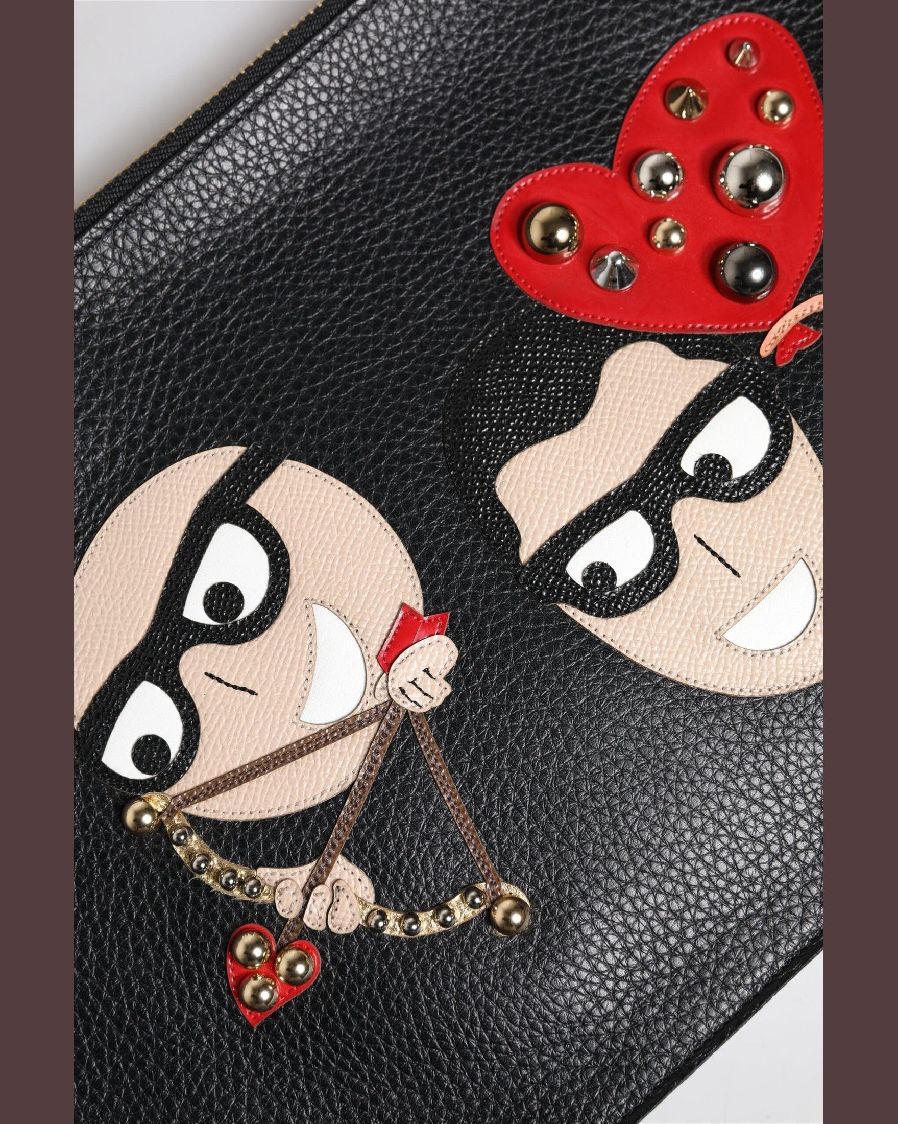Dolce & Gabbana Black Leather #Dgfamily Embellished Clutch Bag Clutch Bags