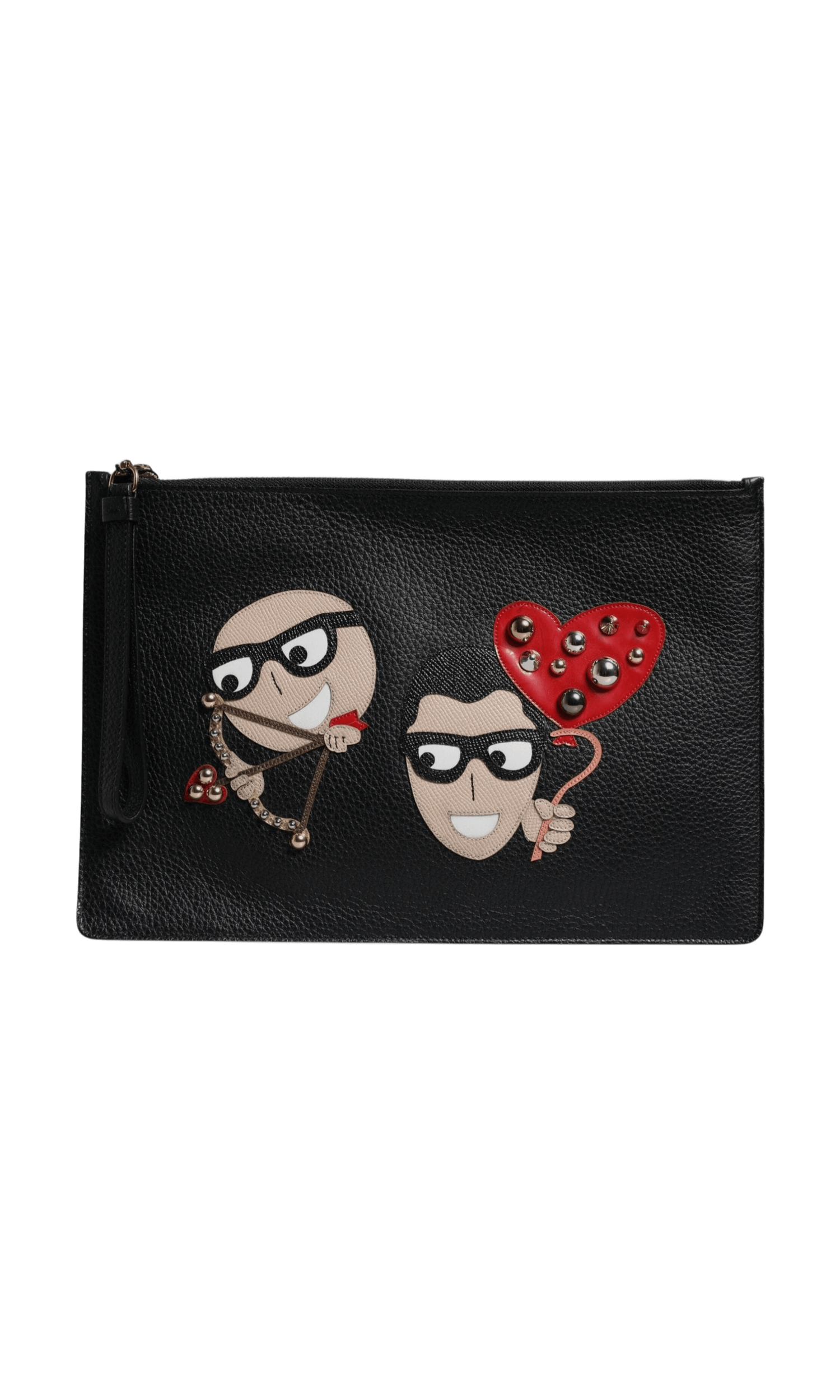 Dolce & Gabbana Black Leather #Dgfamily Embellished Clutch Bag Glam Steals
