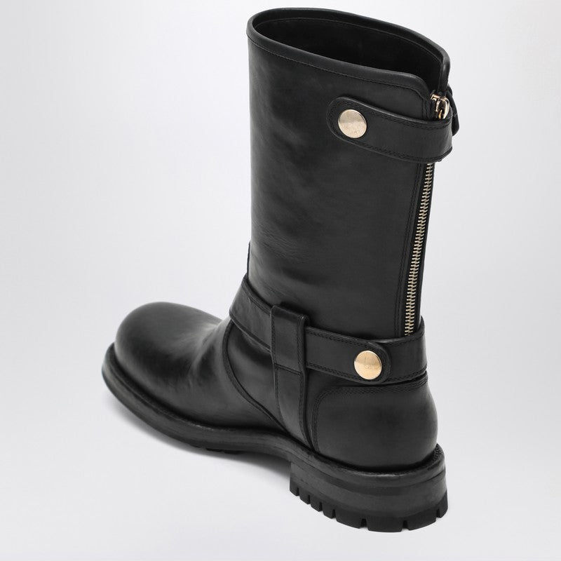 Dolce & Gabbana Black Leather Dolce&gabbana Boot with Buckles Glam Steals