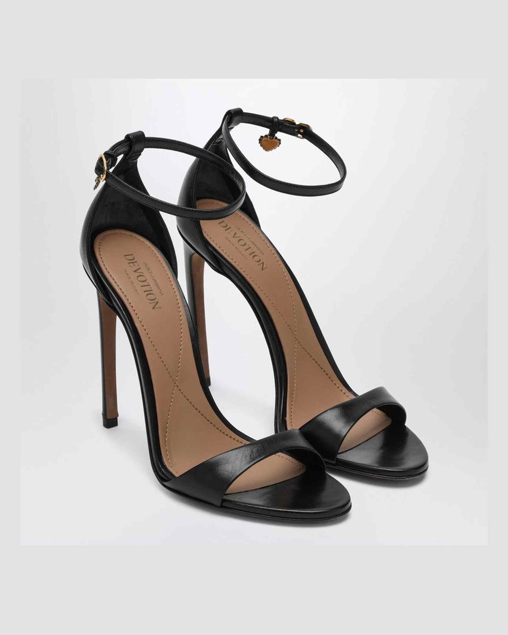 Dolce & Gabbana Black Leather Dolce&gabbana Patent Devotion Sandals Glam Steals