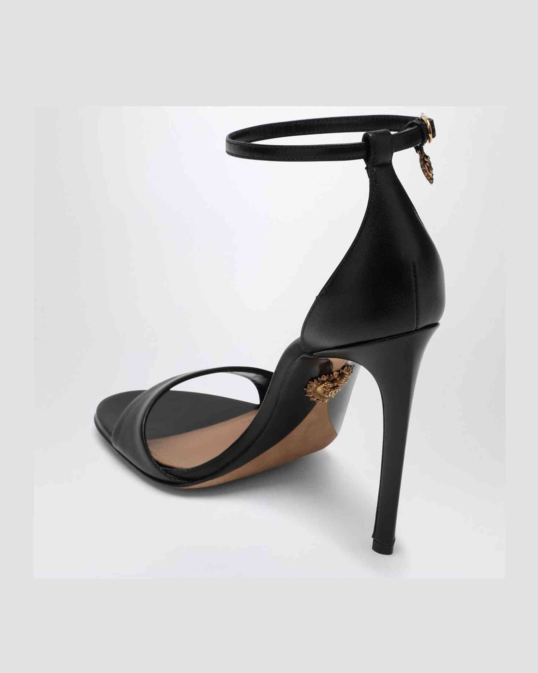 Dolce & Gabbana Black Leather Dolce&gabbana Patent Devotion Sandals Glam Steals