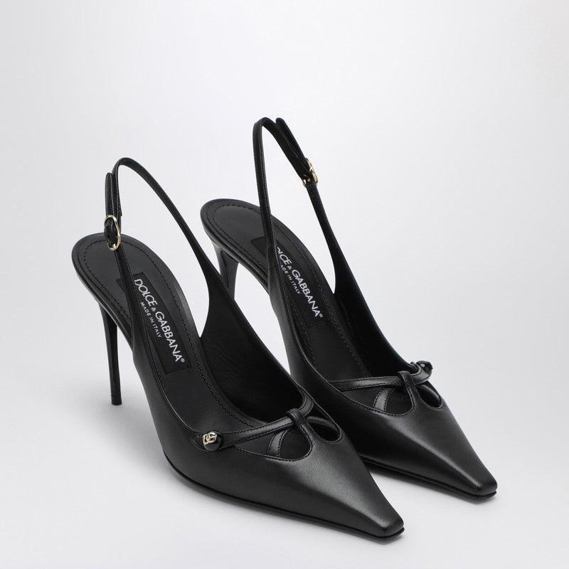 Dolce & Gabbana Black Leather Dolce&gabbana Slingback Décolleté Glam Steals