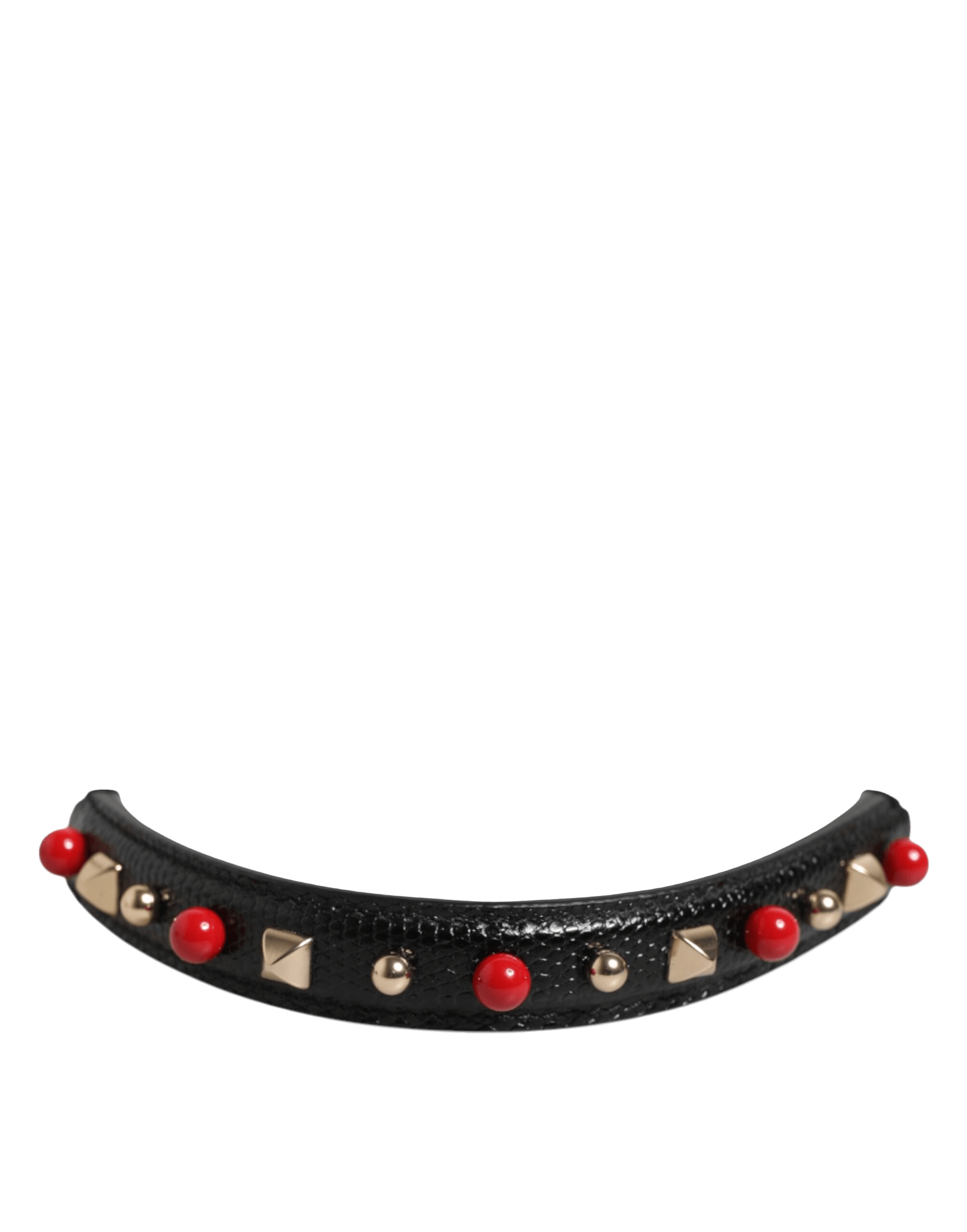 Dolce & Gabbana Black Leather Embellished Bag Handle Women Shoulder Strap Glam Steals