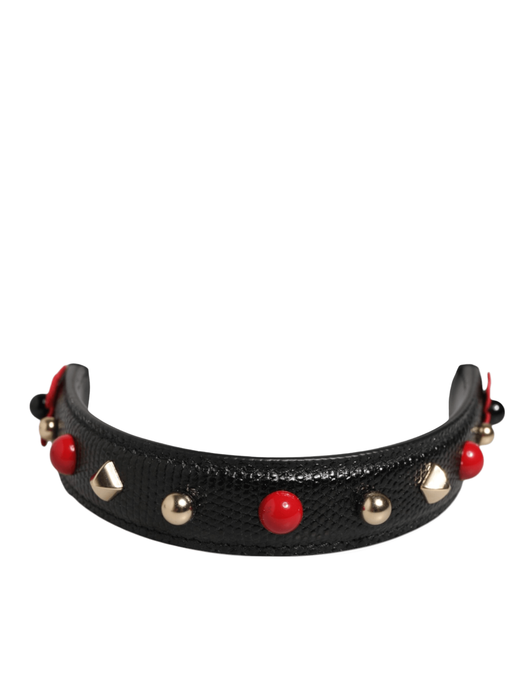 Dolce & Gabbana Black Leather Embellished Bag Handle Women Shoulder Strap Glam Steals