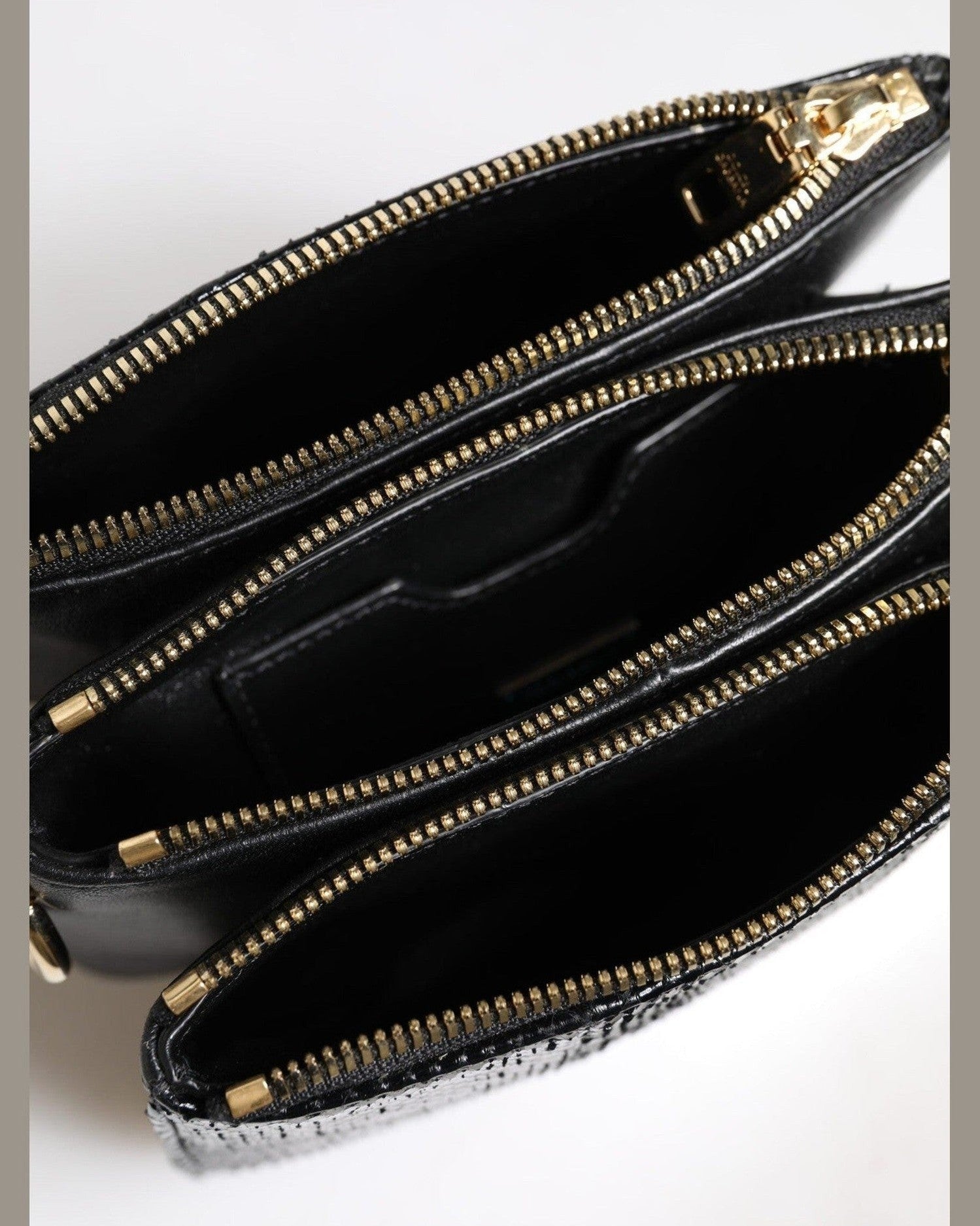 Dolce & Gabbana Black Leather Exotic Shoulder Sling Clutch Bag Shoulder Bags