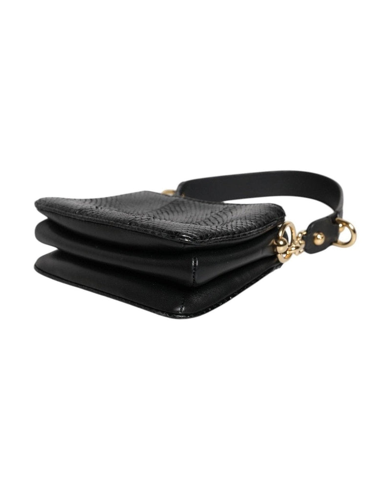Dolce & Gabbana Black Leather Exotic Shoulder Sling Clutch Bag Shoulder Bags