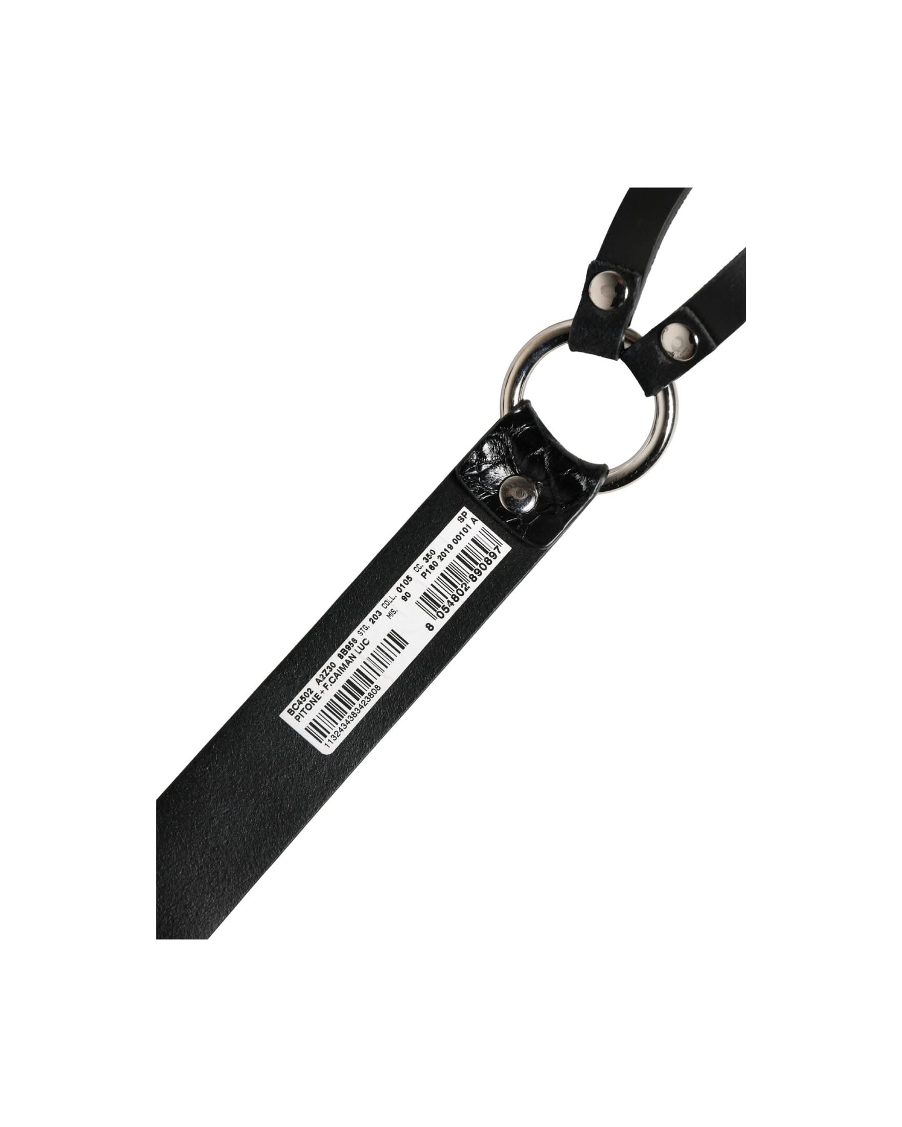 Dolce & Gabbana Black Leather Exotic Silver Metal Buckle Belt 