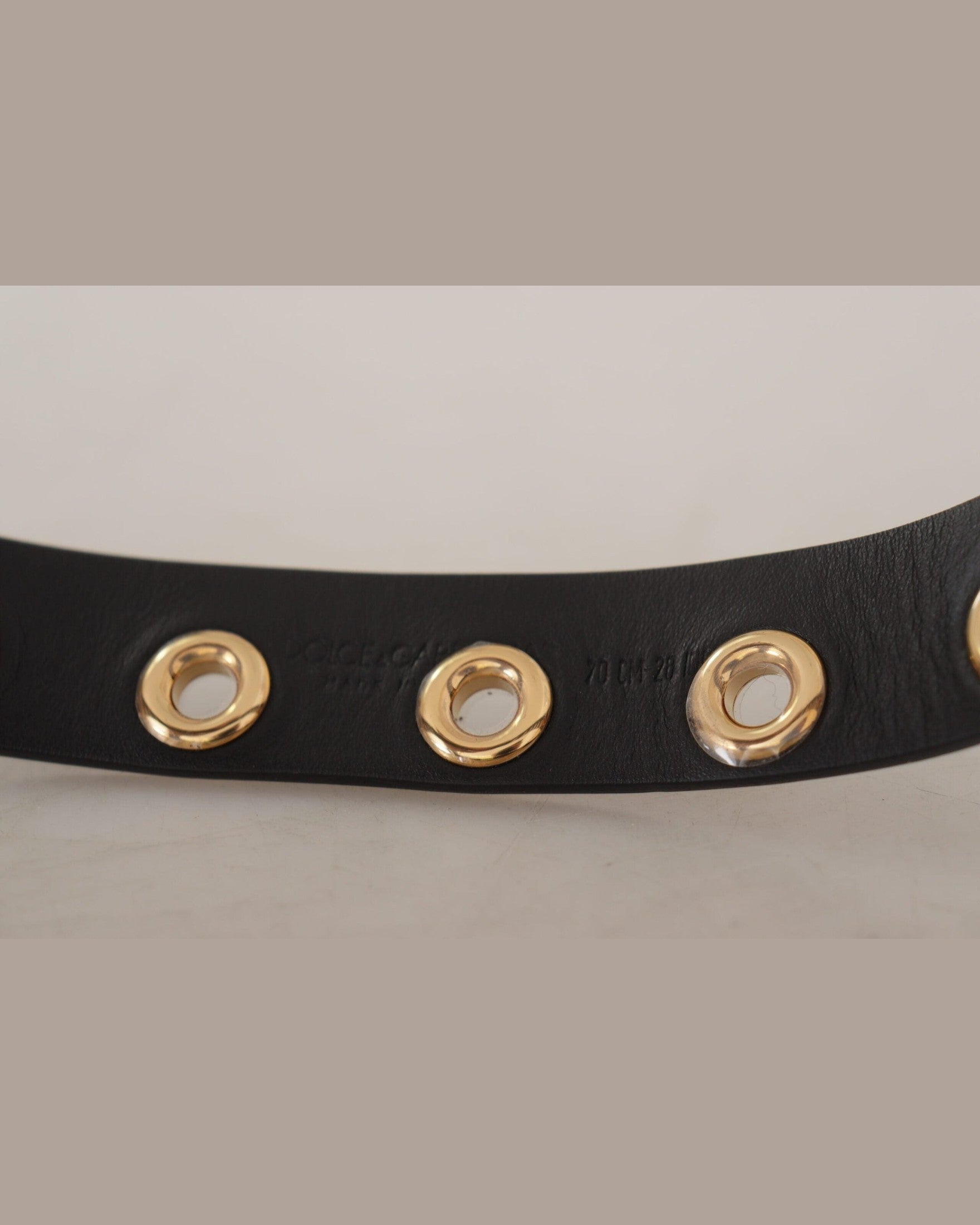 Dolce & Gabbana Black Leather Eyelet Silver Tone Metal Buckle Belt Belts