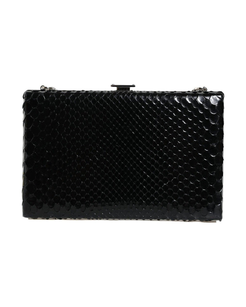 Dolce & Gabbana Leather Frame Clutch Mini Crossbody Black Silver Bag Glam Steals